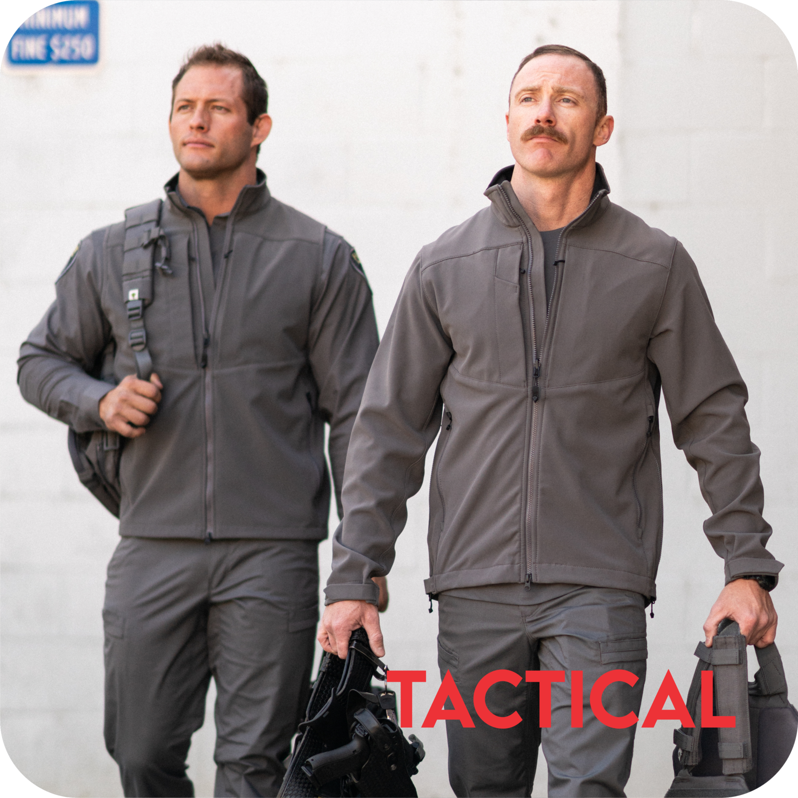 Persons wearing tactical jackets - Button to Tactical Products