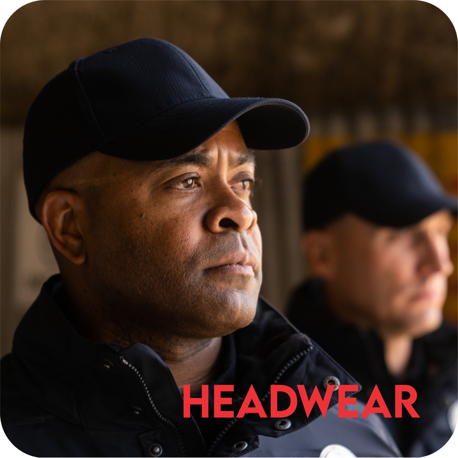 Police officres wears hats - button to headwear