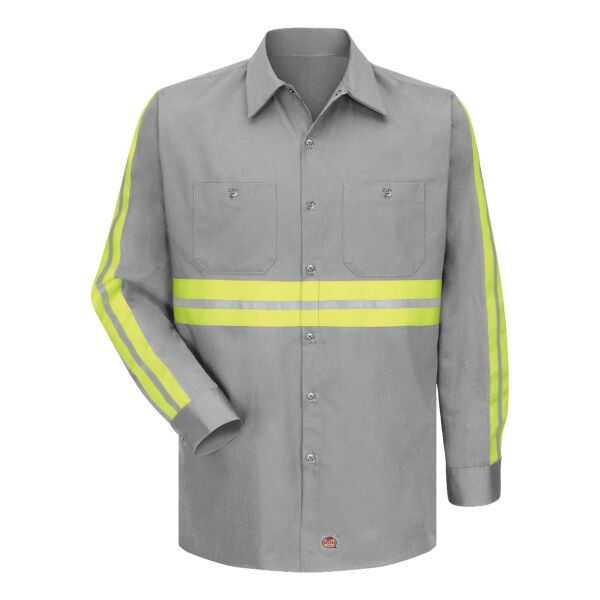 Men's Tall Enhanced Visibility Long Sleeve Cotton Work Shirt Thumbnail